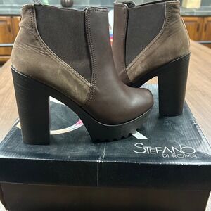 Stefano Di Roma Pyxis Brown Platform Ankle Boots Chunky Block Heel Womens 8